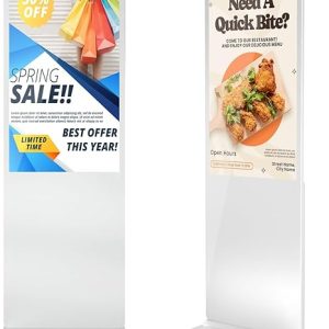 37 Inch Digital Signage Displays, LCD Screen Advertising Kiosk with Custom Service, Indoor Floor Standing Commercial Totem, Android System Vertical Poster with Auto Media Player-White